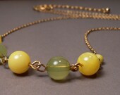 Lemon Lime Necklace, Lime Green Necklace, Minimalist Fashion, Yellow Necklace, Gold Necklace, Lightweight Delicate Summer Necklace