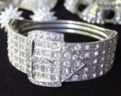 Antique Art Deco Rhinestone Bracelet 1920s Authentic Buckle Motif Hinged Brides