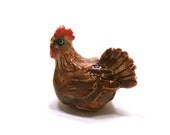 chicken figurine -  red hen -  porcelain animal figurine