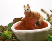 trinket bowl rustic style with fox handmade ceramic