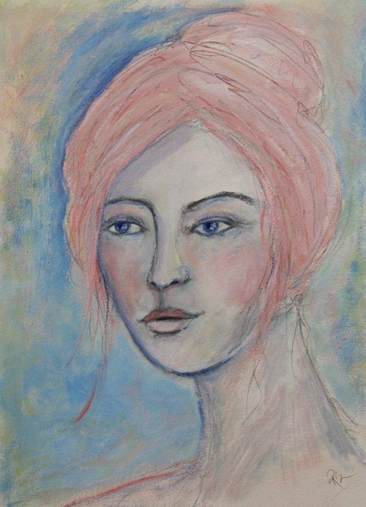 The Portrait of Helga - Mixed Media Painting