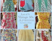 8 Adorable Vintage 50s Aprons - Applique - California STATE SOUVENIR- Feedsack Farm and More