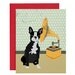 Dog with Phonograph Greeting Card - Boston Terrier