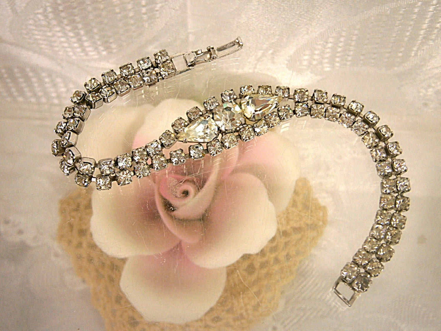 Vintage Double Strand Rhinestone Bracelet