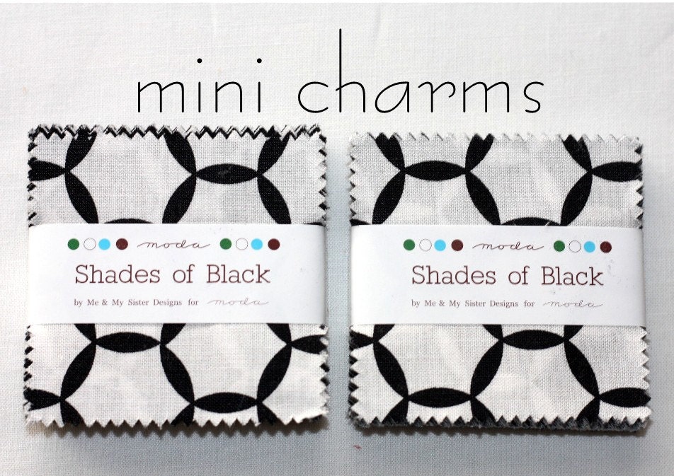 2 MINI charm pack SHADES of BLACK Moda Fabric by Me & My Sister