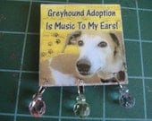Grey2K Charity Item: Handmade Greyhound Rescue Pin with Cute Sparkle Dangles, All Proceeds Go to GREY2K Charity