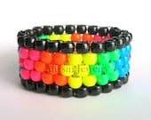 Rainbow Kandi Cuff, Neon, Rave Jewelry