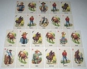 Vintage 1950s Wild West Cowboys Roundup Playing Cards for Children Lot of 22
