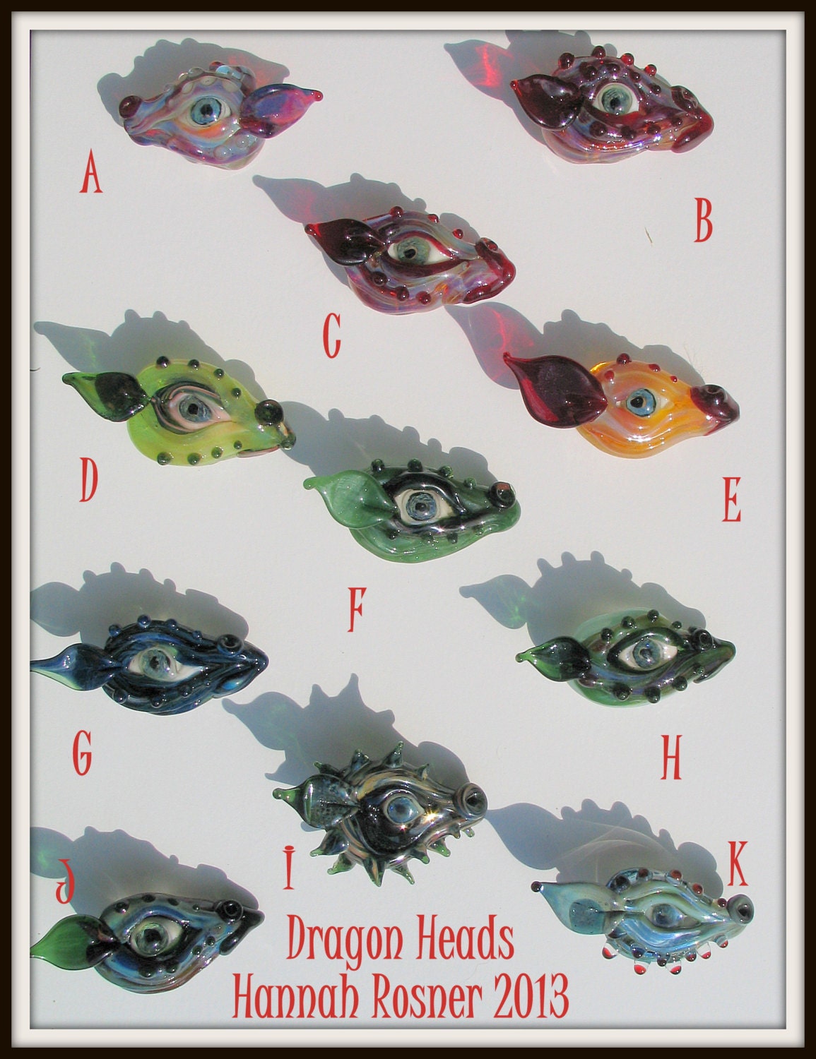 Lampwork Garden Dragon Head Bead or Cabochon for wirewrapping or beadweaving
