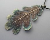 Real Leaf Pendant Necklace - Oak  - Oxidized Sterling Silver