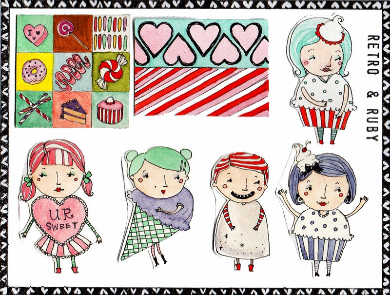 Handmade Sticker Set Candy Valentine