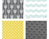 Custom Crib Bedding-3 piece-Grey Arrows, Mint and Citron