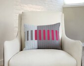 Graphic Modern Throw Pillows - Cerise Picket (Pair)