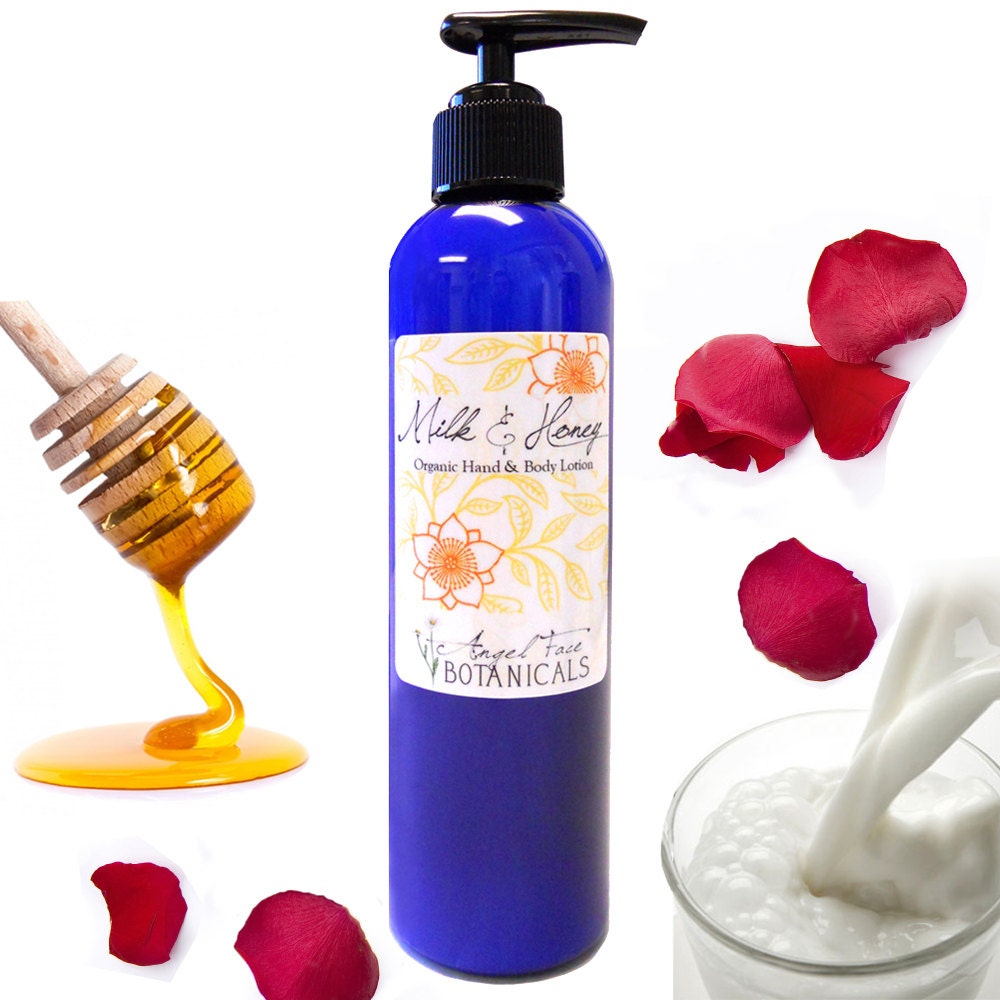 Milk n' Honey Hand and Body Lotion - Natural and Organic Body Care Products by Angel Face Botanicals 8 oz