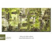 Made to Order - Minimalist Painting -  Abstract Art - Landscape Original Painting - Green Lime Brown Painting - Contemporary Art - 24x48