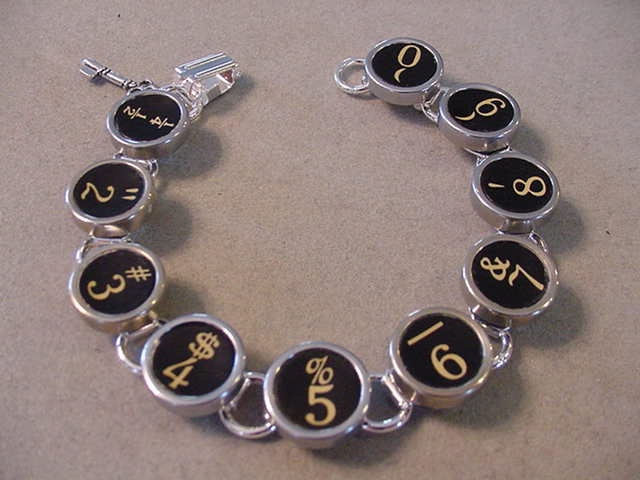 Typewriter Key Jewelry Bracelet -  Basic BLACK NUMBERS - Typewriter key Bracelet