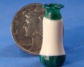 IGMA Fellow Bill Helmer Lathe Turned 1" Scale Elephant Ivory & Malachite TruStone Vase - FREE US Shipping