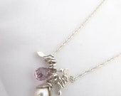 First blooms- Sterling silver, swarovski crystal and freshwater pearls