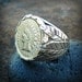 Cihuacoatl Gift Tobacco 1906 indian head Penny with 24k gold plating set in a sterling silver winged Goddess and Tobacco leaf ring