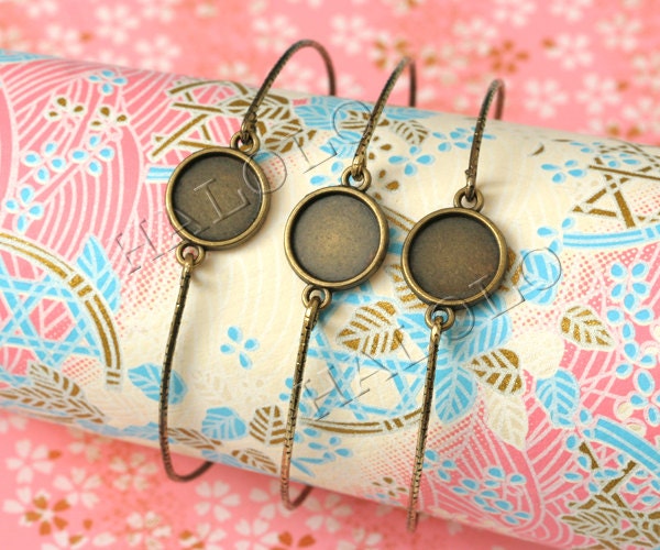 20pcs antique bronze finish base tray bangle - fit for 12mm cab. B36A