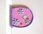 Fairy Door with Flowers and Glow-in-the-Dark Window- Pink Polymer Clay