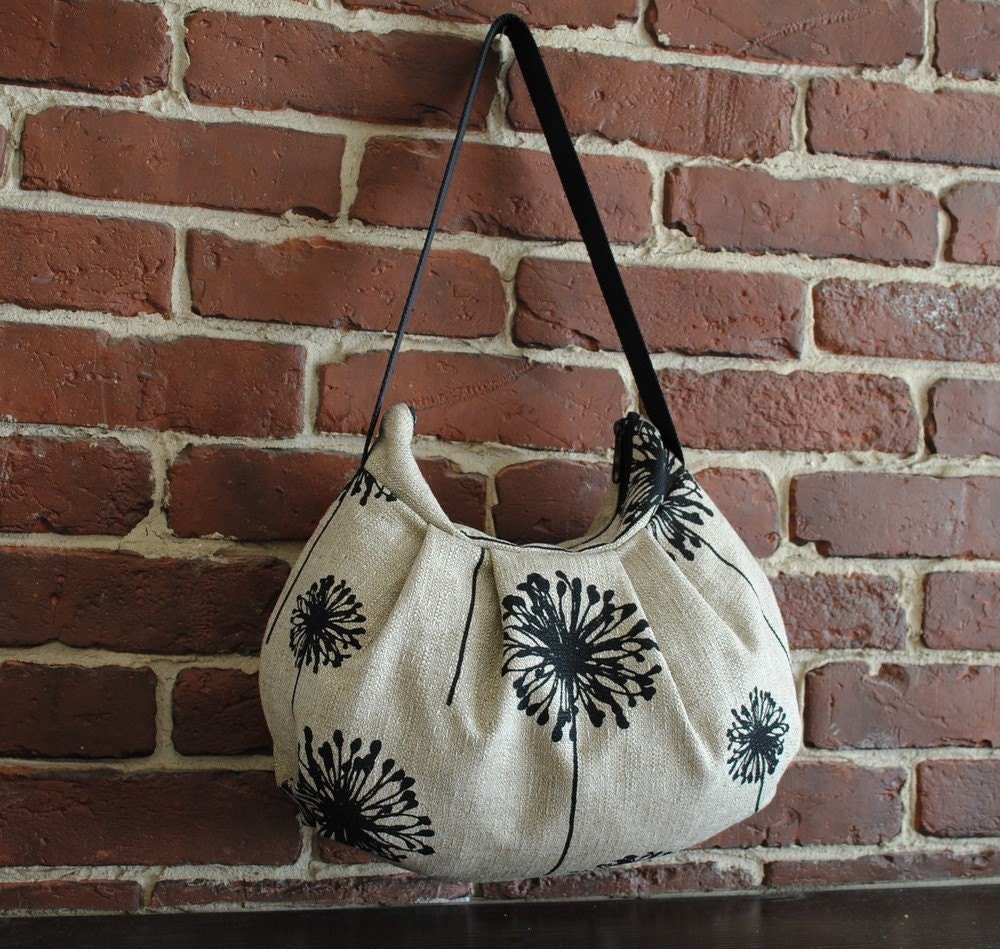 Pleated Bag // Shoulder Purse - Dandelion Black Denton