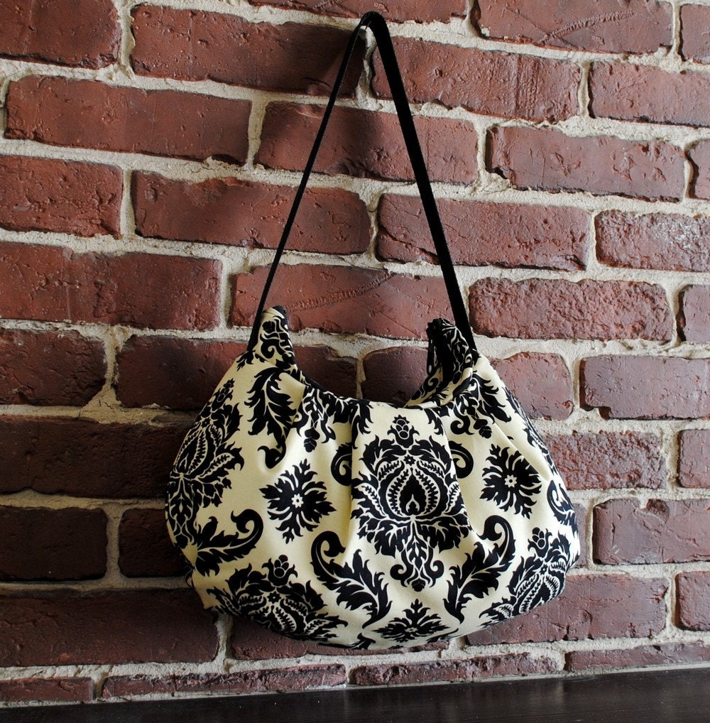 Pleated Bag // Shoulder Purse - Damask in Cavern