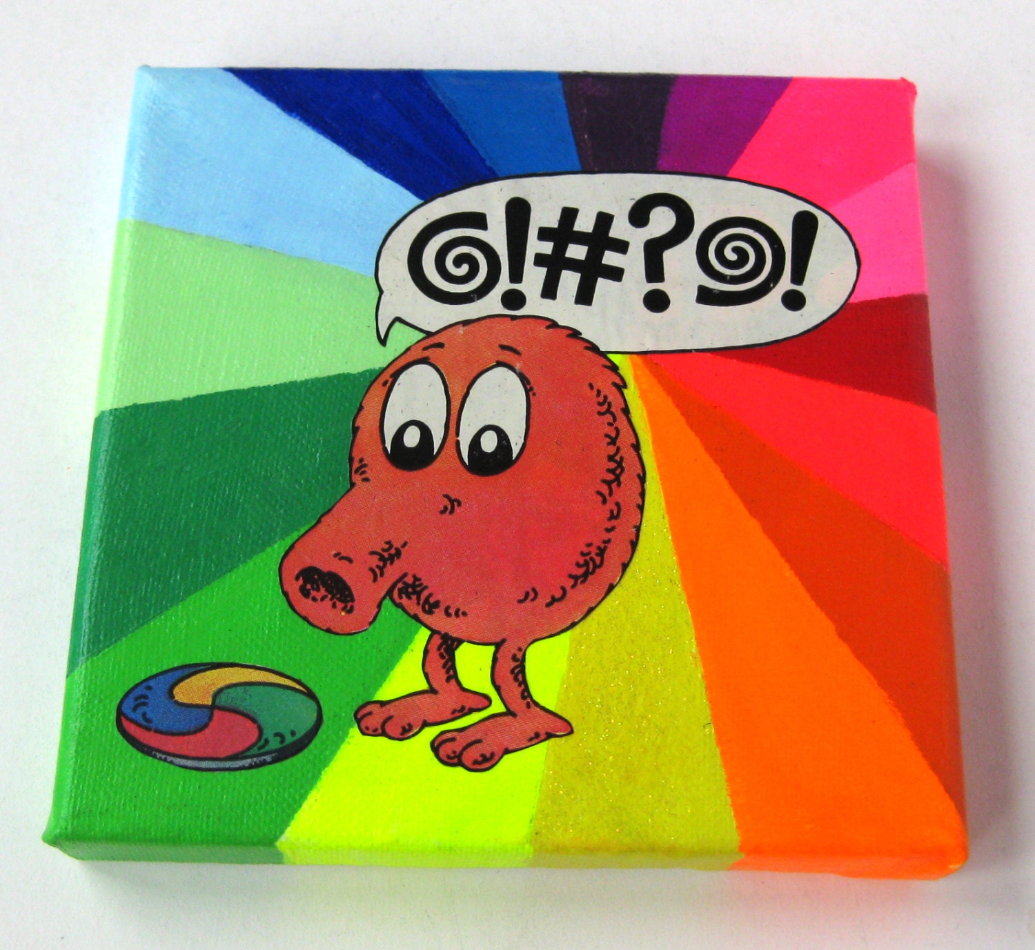 Rainbow Collage // Retro Video Game // Fluorescent Bright Home Decor