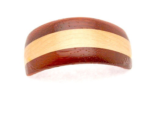 Handmade Wood Barrette with French Made Clip Ponytail Barrette Padauk Wood and Maple Wood