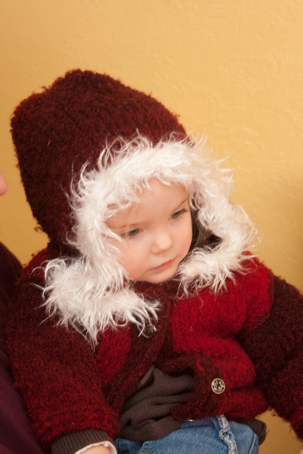 Red Fuzzy Sweater with White Trim 12 - 18 months