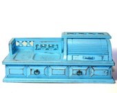 Turquoise Jewelry Box Valet Desk or Dresser Organizer for Men or Women