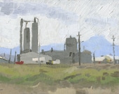 Lumber Mill, White City, Oregon: Original Oil Painting Urban Plein Air Landscape