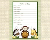 Safari Jungle Animal Printable Wishes for Baby Advice Cards INSTANT DOWNLOAD