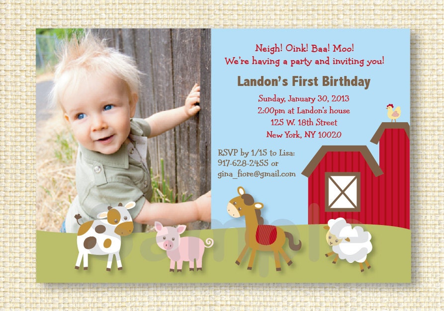 Farm Animal Barnyard Printable Birthday Invitation