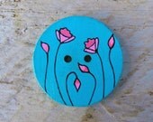Hand painted Wood Sewing Button - Poppy, Summer Flowers - 38 mm, large - Knitting and Crochet Supplies