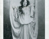 Original French vintage hand tinted real photo postcard - Lady in a white dress - Victorian Paper Ephemera