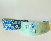 2-in-1 Reversible Headband- By the Seaside in Blue and Blue Floral Print