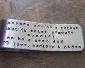 Money Clip- Personalized Handstamped Step - Dad Step - Fathers Dad Daddy Men