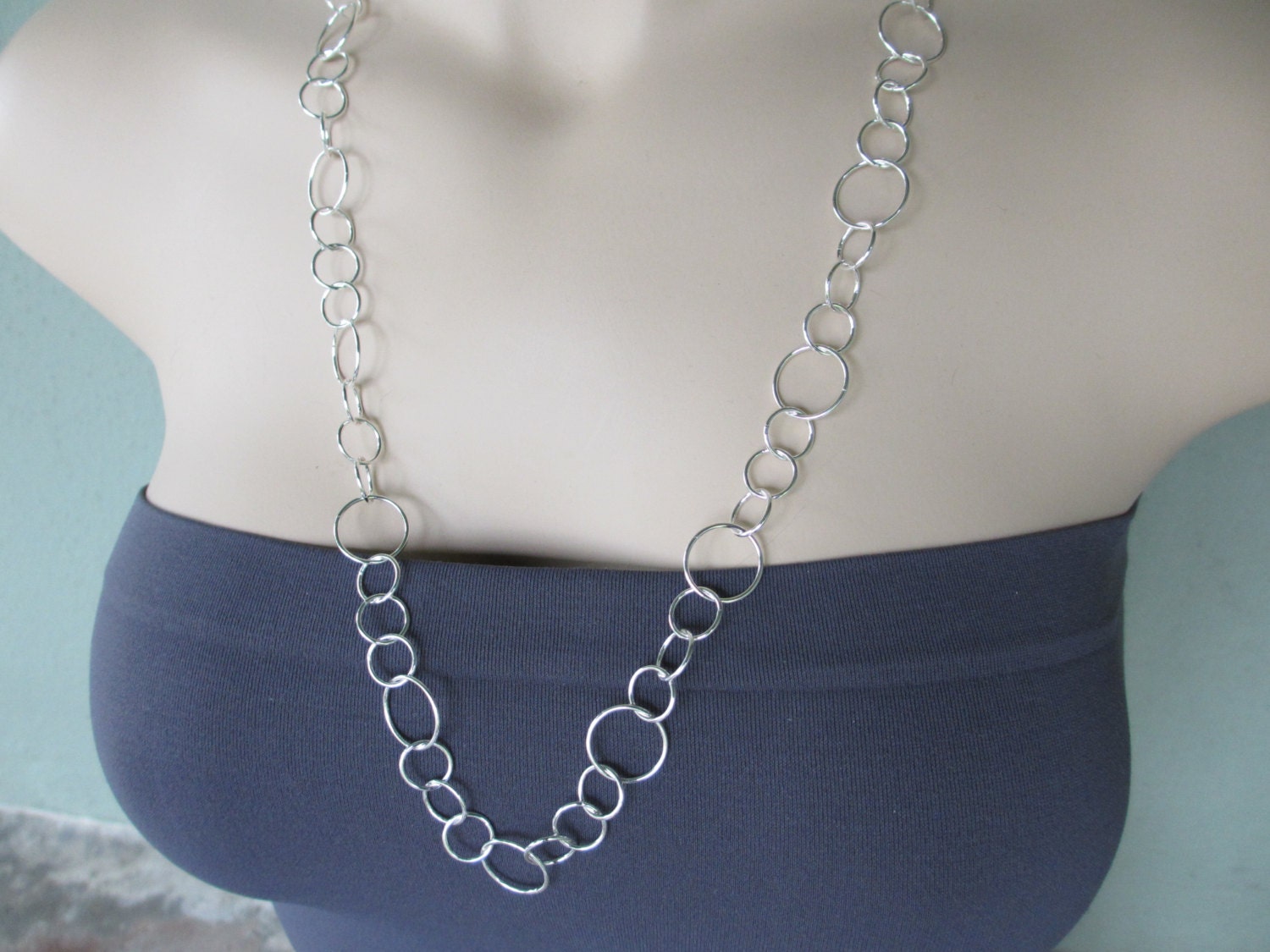 Silver Circles Long Necklace, Sterling Silver, Long Silver Necklace, Layering Necklace, Irisjewelrydesign