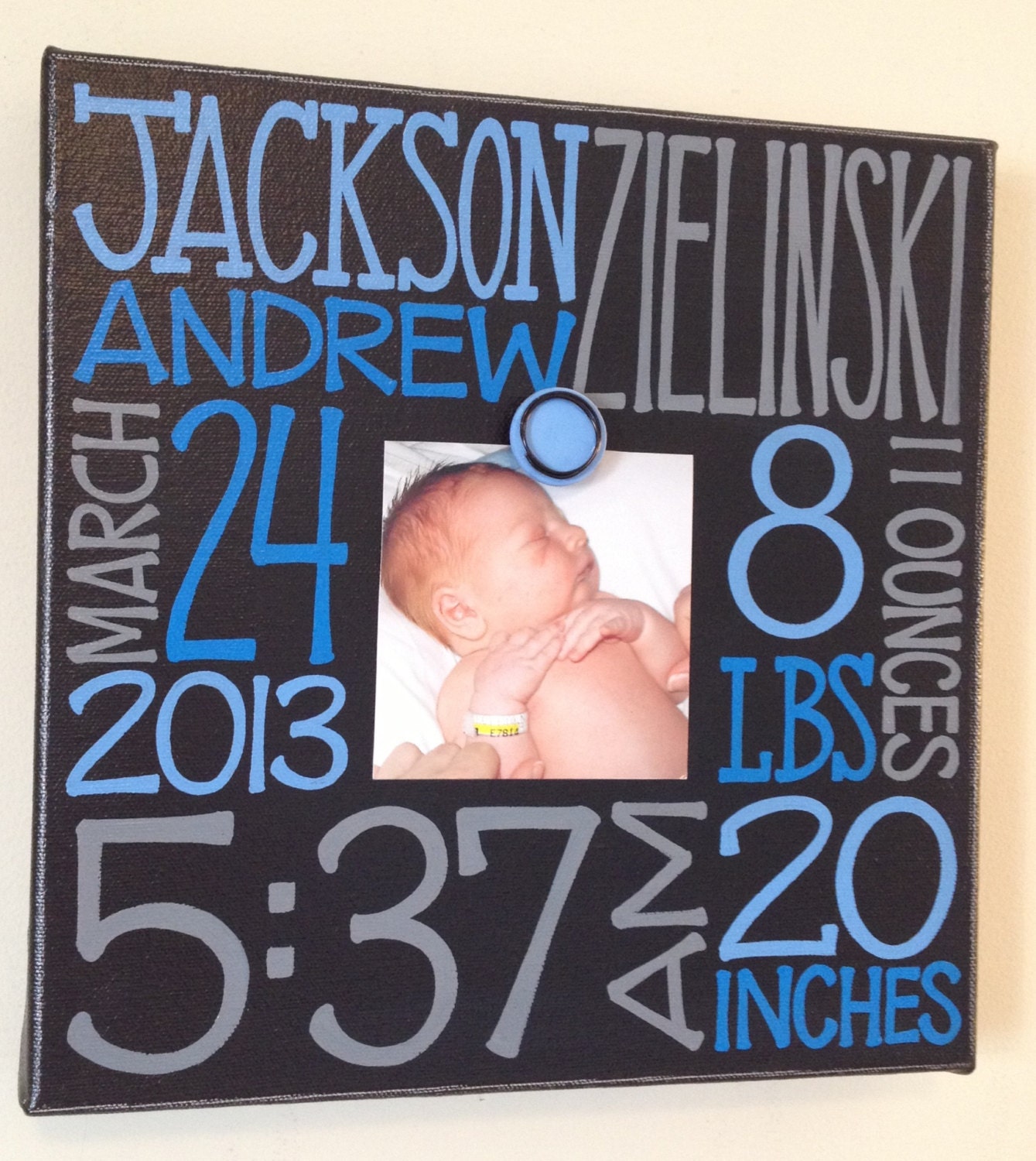 Baby birth information canvas frame 10x10