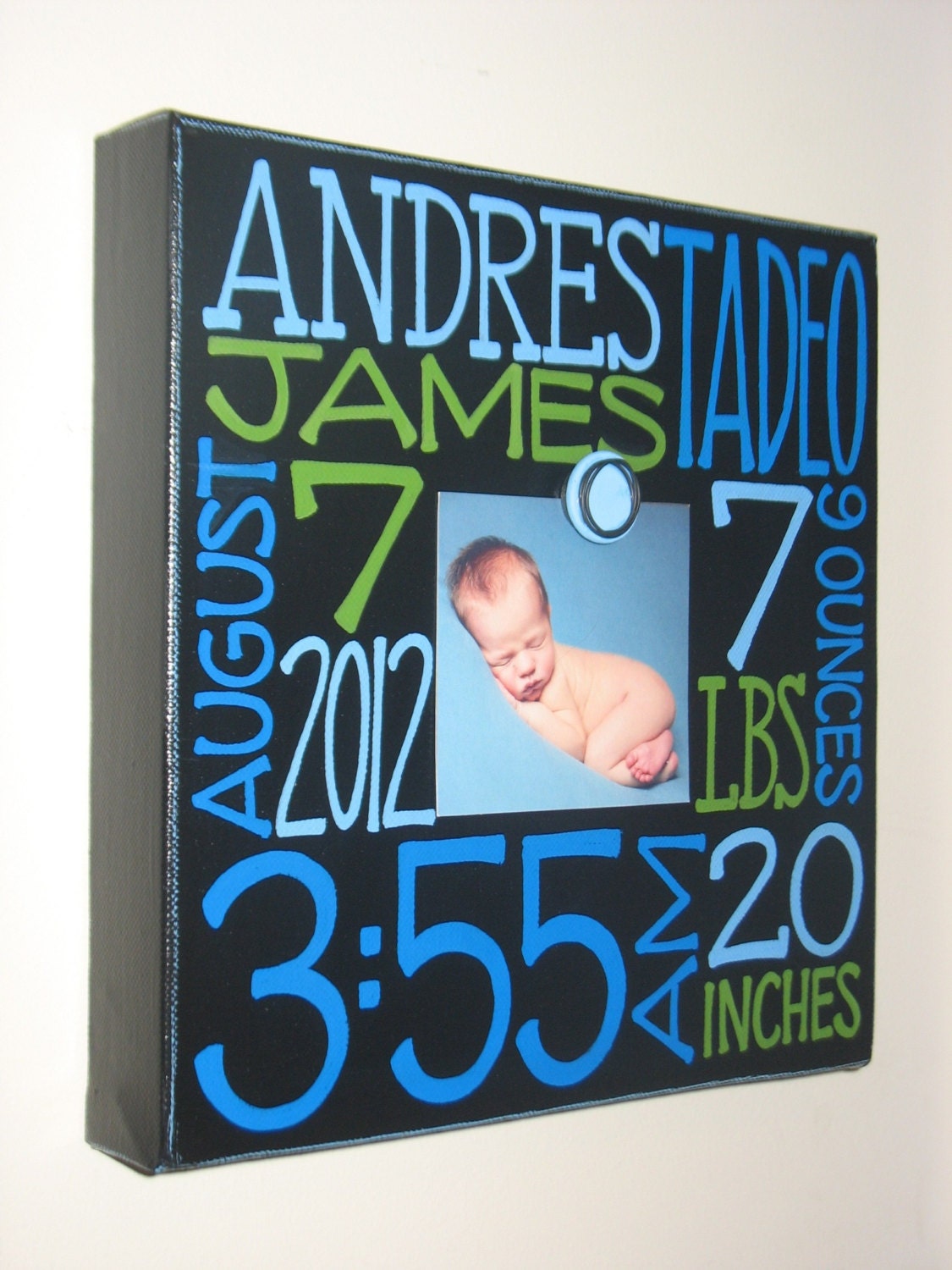 Baby birth information canvas frame 10x10