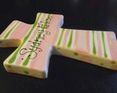Children's Hand Painted Ceramic Cross - Great Baptism, Christening or Shower Gift