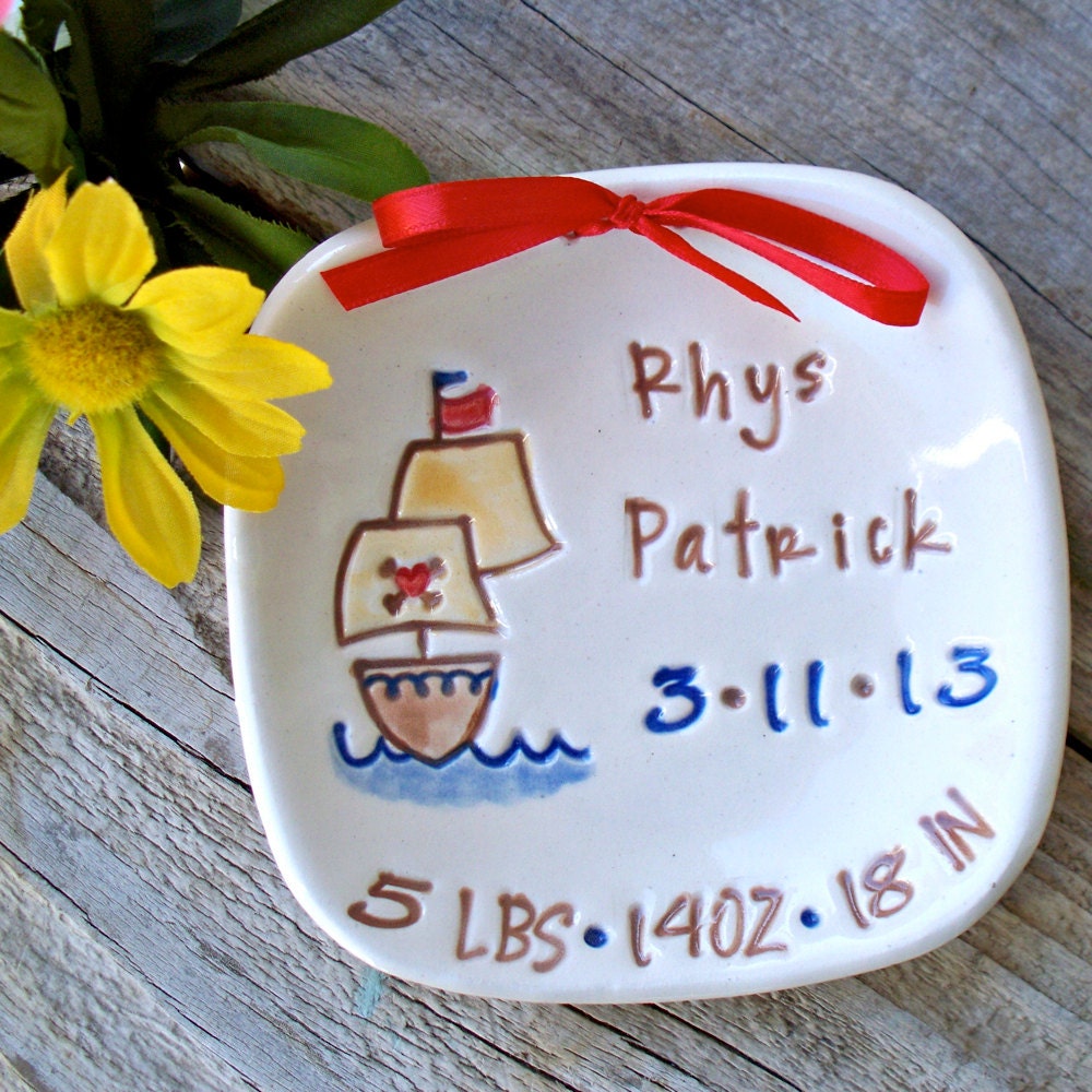Custom New Baby Boy Keepsake - Ahoy Matey Birth Announcement