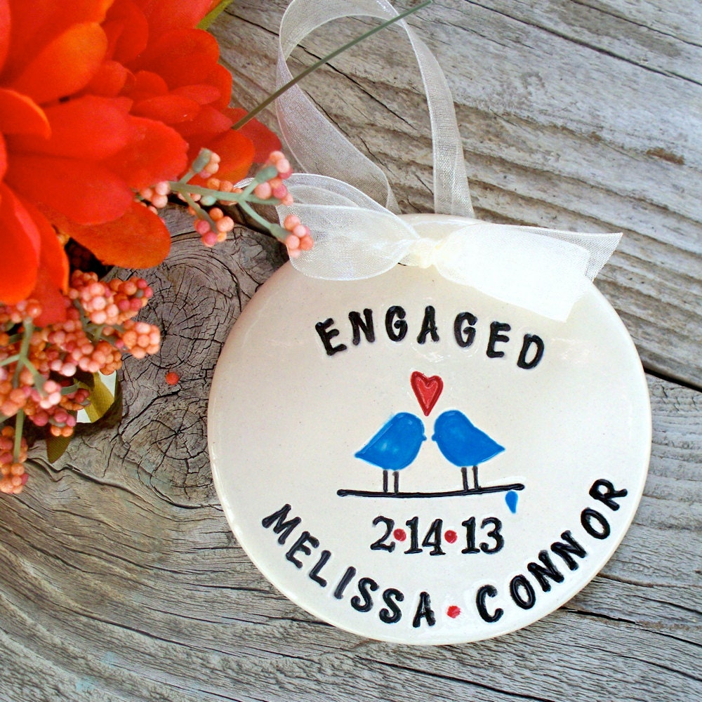 Personalized Engagement Ornament - Love Birds