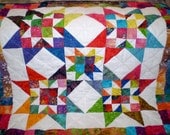 Quilt-Batik Baby/lap-Dazzling Scraps 40" square