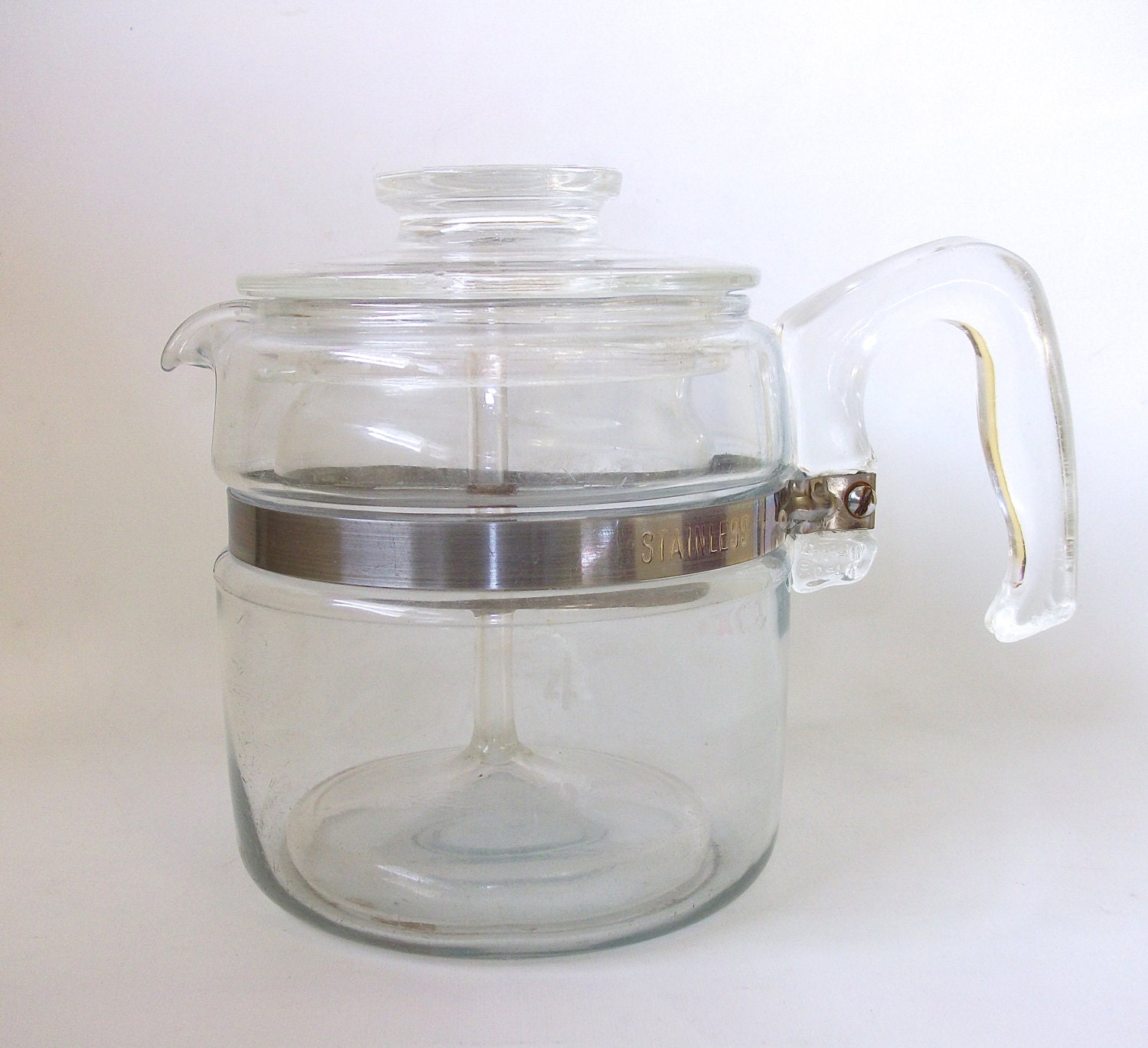 Vintage 4 cup Pyrex Coffee Pot Perculator - Blue Flameware Glass