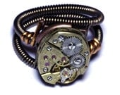 Steampunk Ring -  Antique Gold BULOVA  Watch Movement  - SIZE 8 ONLY