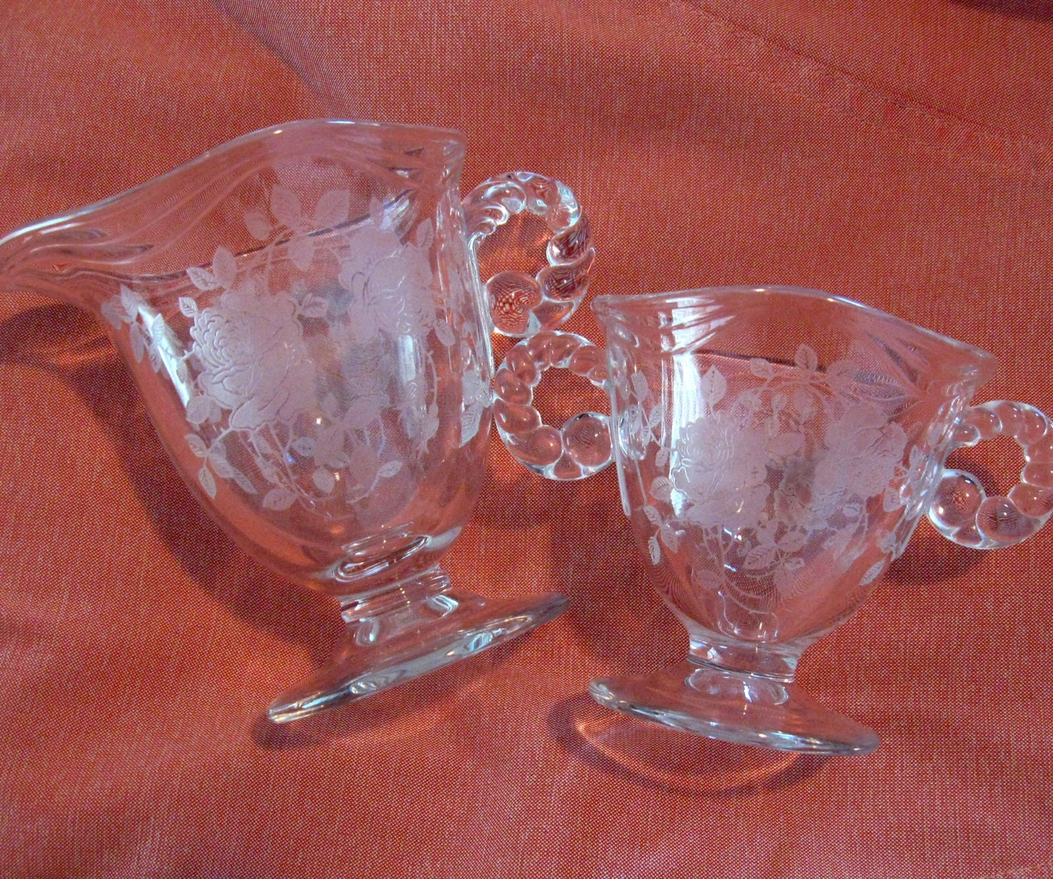 Fostoria Willowmere Glass Cream and Sugar