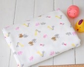 3224 - Elephant Monkey Giraffe Bird Cat Cotton Jersey Knit Fabric - 70 Inch (Width) x 1/2 Yard (Length)