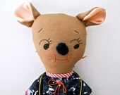 Rag doll cloth art doll linen Molly Dolly, Mouse